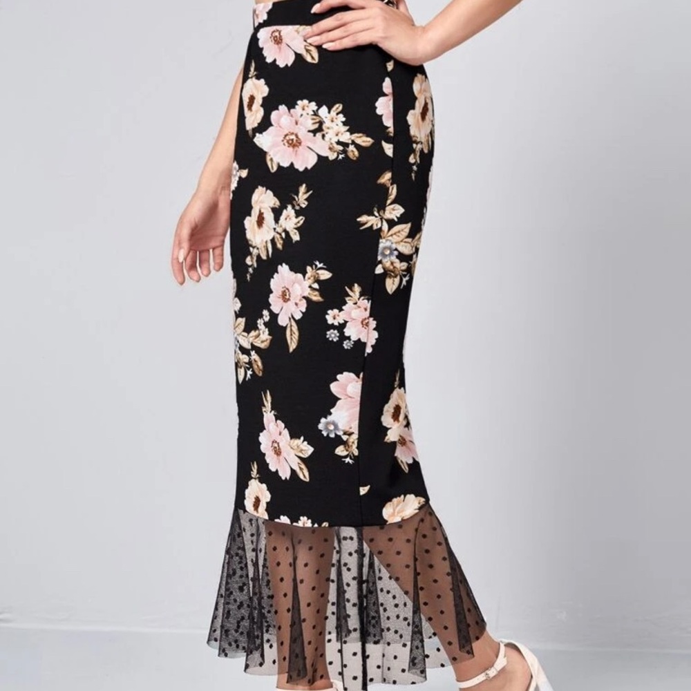 Floral print mermaid skirt